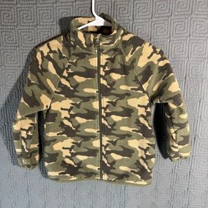 Wonder Nation Full Zip Fleece Jacket Boy Size Medium Camouflage Green Black